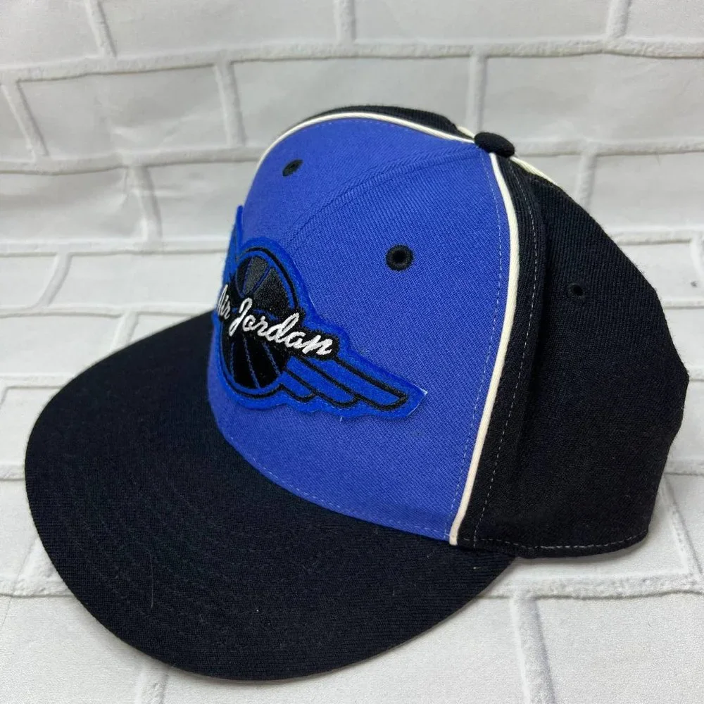 Air Jordan Wings Embroidered 7 3/8‎ Jumpman Hat Fitted Cap Blue Black New Men